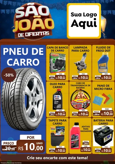 Modelo de Encarte para Encarte A4 Vertical com o tema São João Ofertas Imbatíveis! - Junina para Auto peças