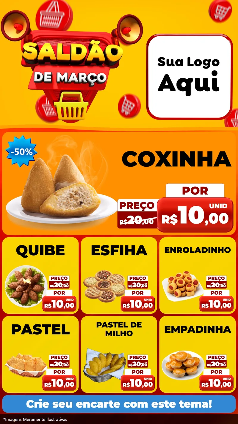Modelo de Rede Social para Stories com o tema Saldão de Março para Salgadaria