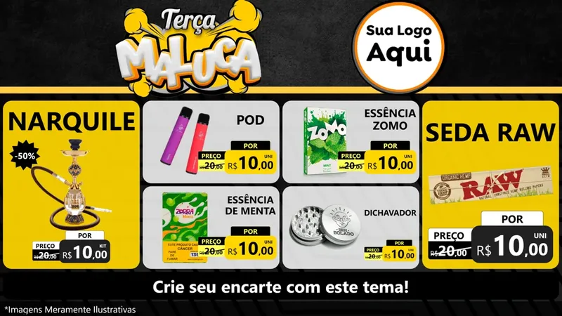 Modelo de TV para TV Horizontal com o tema Terça Maluca para Tabacaria