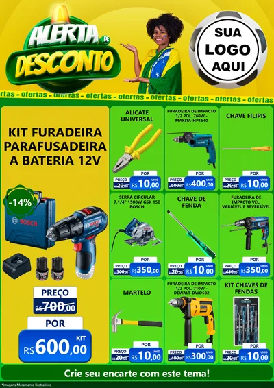 Modelo de Encarte para Encarte A4 Vertical com o tema Alerta de Desconto para Maquinas e Ferramentas