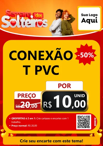 Modelo de Cartaz para Cartaz A4 Vertical com o tema Semana dos Solteiros para Tubos e conexões