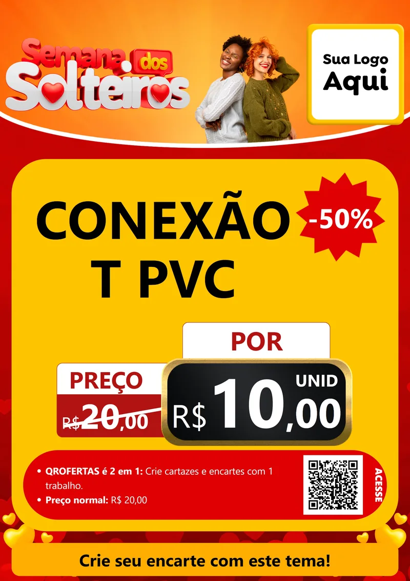Modelo de Cartaz para Cartaz A4 Vertical com o tema Semana dos Solteiros para Tubos e conexões