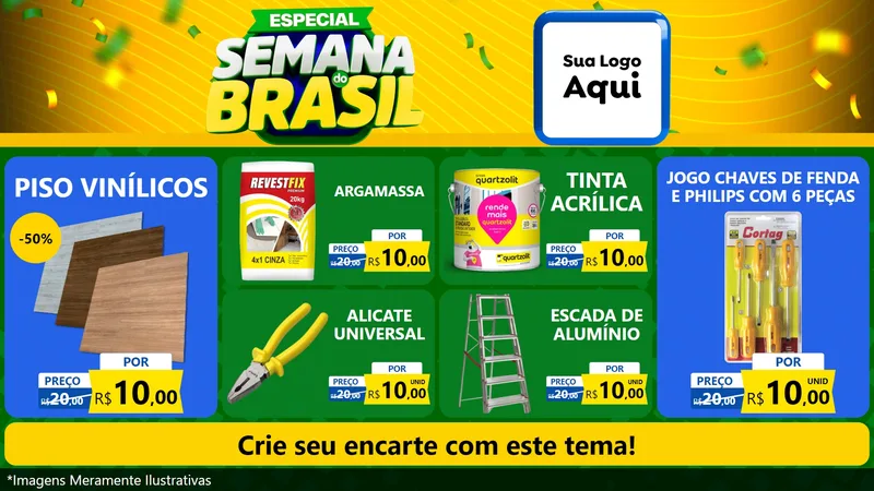 Modelo de TV para TV Horizontal com o tema Especial Semana do Brasil para Material para Construção
