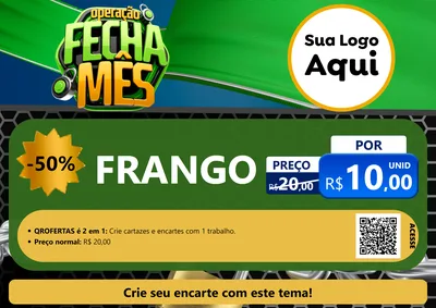 Modelo de Cartaz para Cartaz A4 Horizontal com o tema Operação Fecha Mês para Assados