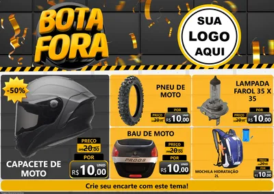 Modelo de Encarte para Encarte A4 Horizontal com o tema Bota Fora para Moto peças