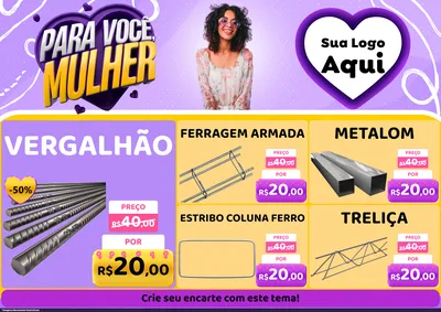 Modelo de Encarte para Encarte A4 Horizontal com o tema Para Você, Mulher para Ferragens