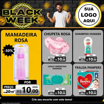 Modelo de Rede Social para Feed Facebook com o tema Black Week para Bebês