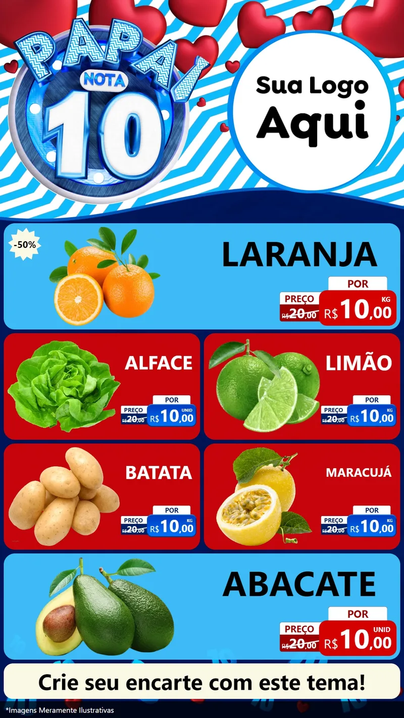Modelo de TV para TV Vertical com o tema Papai Nota 10 para Hortifrúti
