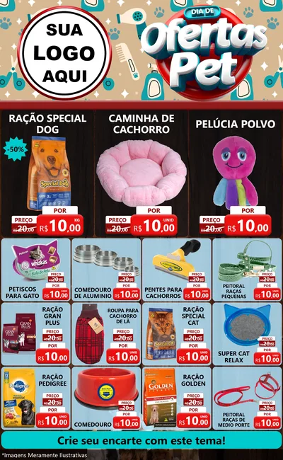 Modelo de Encarte para Encarte Grande com o tema Dia de Ofertas Pet para Pet Shop