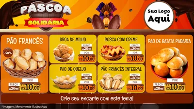 Modelo de TV para TV Horizontal com o tema Páscoa Solidária para Padaria