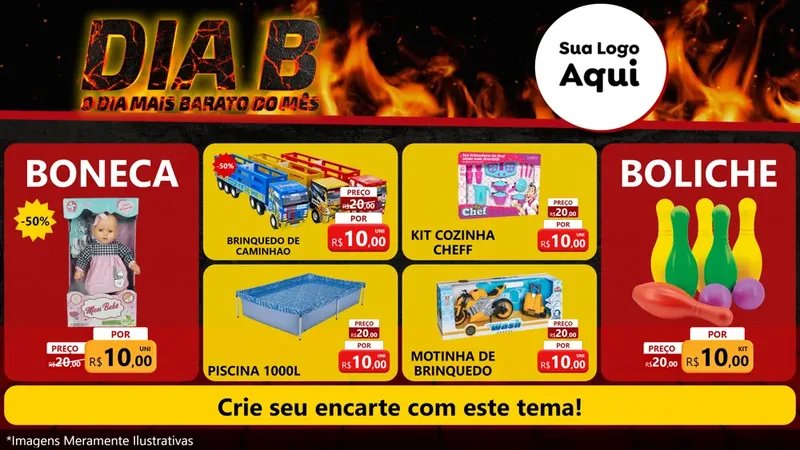 Modelo de TV para TV Horizontal com o tema Dia B para Brinquedos