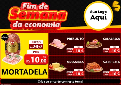 Modelo de Encarte para Encarte A4 Horizontal com o tema Fim de Semana da Economia para Frios e Laticínios