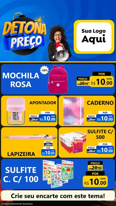 Modelo de TV para TV Vertical com o tema Detona Preços para Papelaria