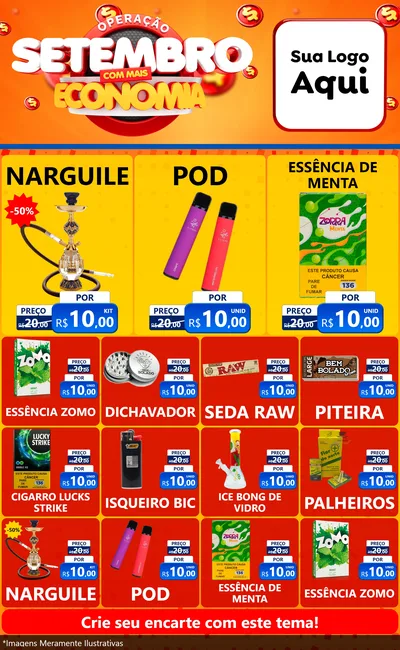 Modelo de Encarte para Encarte Grande com o tema Operação Setembro Com Muita Economia para Tabacaria
