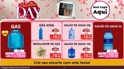 Modelo de TV para TV Horizontal com o tema Valentine's Day para Água e gás