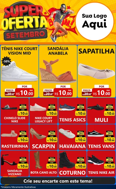 Modelo de Encarte para Encarte Grande com o tema Super Oferta Setembro para Calçados