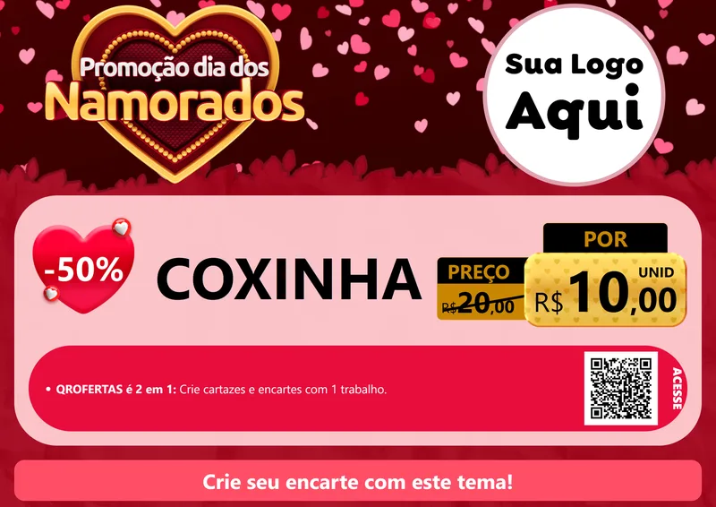 Modelo de Cartaz para Cartaz A4 Horizontal com o tema Promoção Dia Dos Namorados para Salgadaria