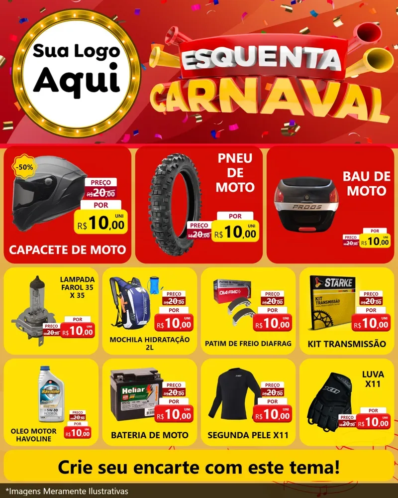 Modelo de Rede Social para Feed Instagram com o tema Esquenta Carnaval para Moto peças