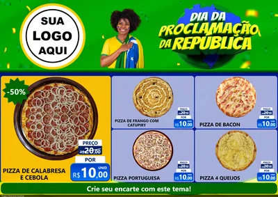 Modelo de Encarte para Encarte A4 Horizontal com o tema Dia Da Proclamação Da República para Pizzaria