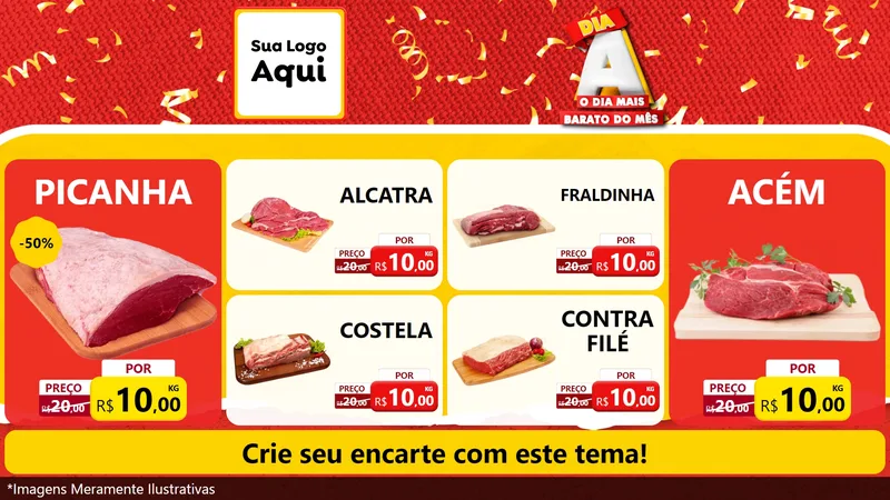 Modelo de TV para TV Horizontal com o tema Dia A o Dia Mais Barato do Mês para Açougue