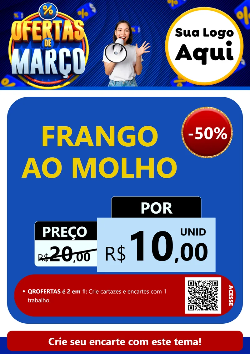 Modelo de Cartaz para Cartaz A4 Vertical com o tema Ofertas de Março para Restaurante