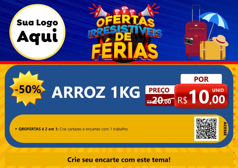 Modelo de Cartaz para Cartaz A4 Horizontal com o tema Ofertas Irresistíveis de Férias para Supermercado