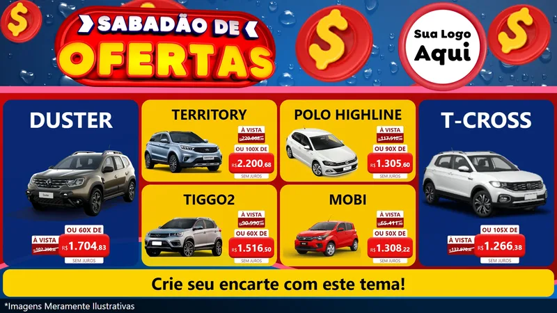 Modelo de TV para TV Horizontal com o tema Sabadão de Ofertas para Concessionaria de Carros
