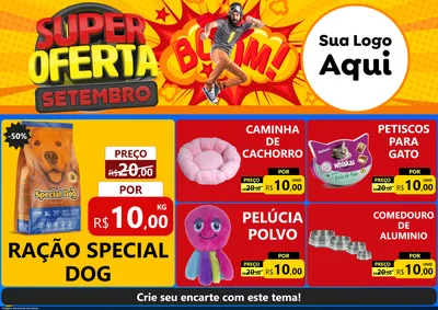 Modelo de Encarte para Encarte A4 Horizontal com o tema Super Oferta Setembro para Pet Shop