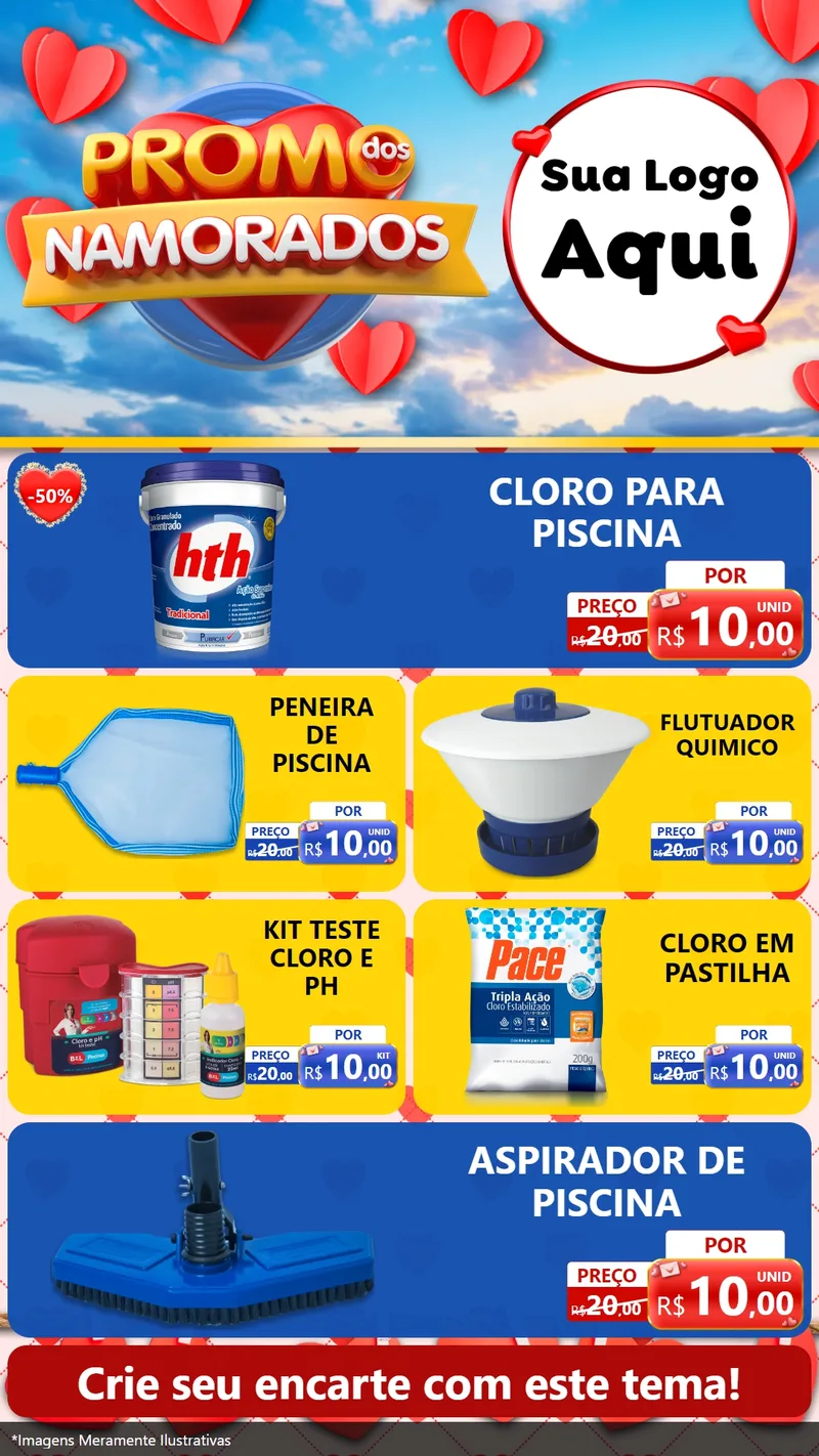 Modelo de TV para TV Vertical com o tema Promo dos Namorados para Produtos para Piscina