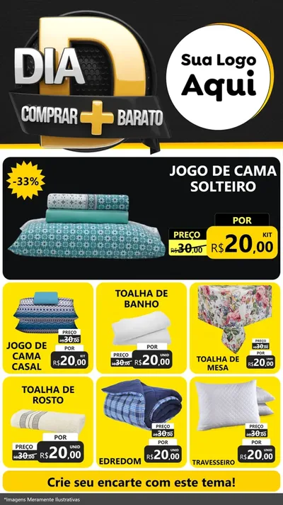 Modelo de Rede Social para Stories com o tema Dia D Mais Economia para Cama, Mesa e Banho