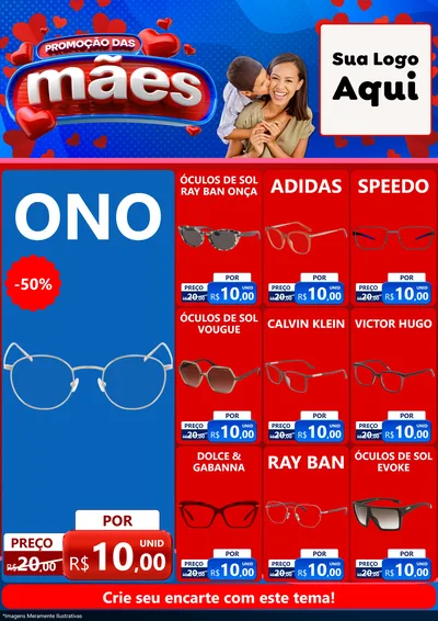 Modelo de Encarte para Encarte A4 Vertical com o tema Promoção das Mães para Óticas
