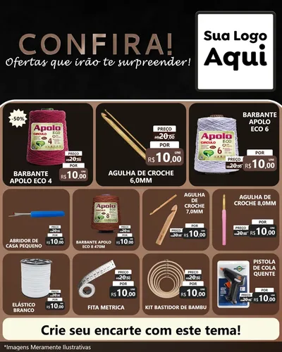 Modelo de Rede Social para Feed Instagram com o tema Confira! Ofertas que irão te surpreender! para Armarinho e Aviamentos