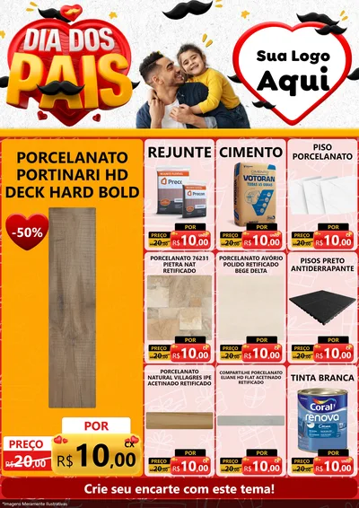 Modelo de Encarte para Encarte A4 Vertical com o tema Dia dos Pais para Pisos e revestimentos