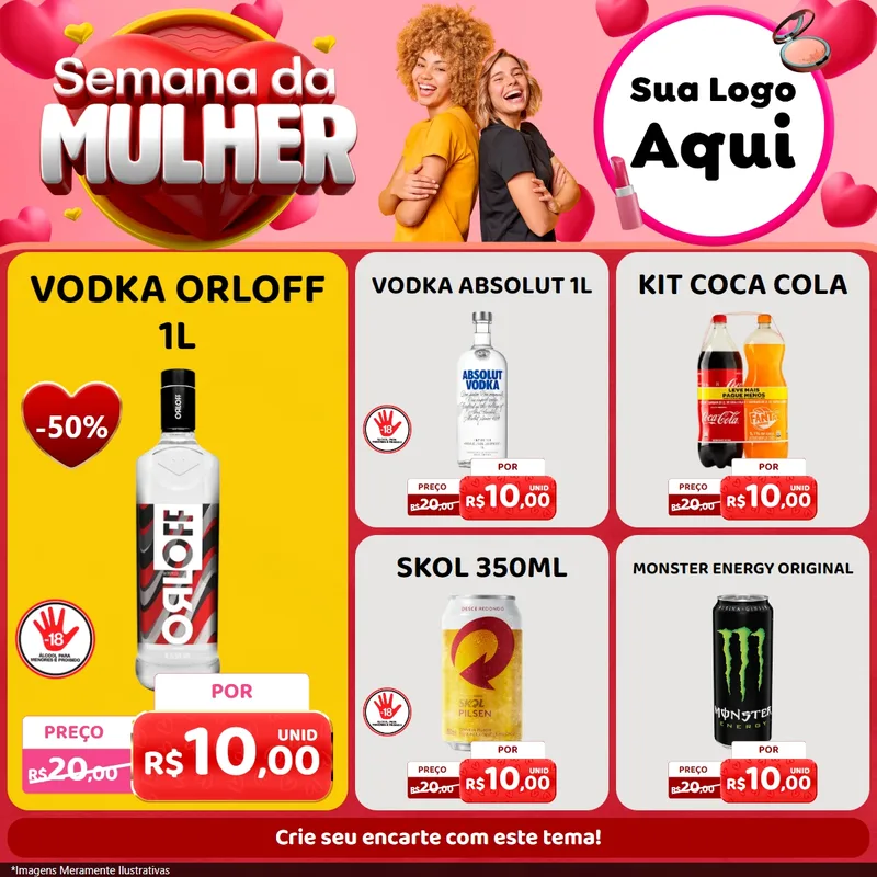 Modelo de Rede Social para Feed Facebook com o tema Semana da Mulher para Distribuidora de bebidas