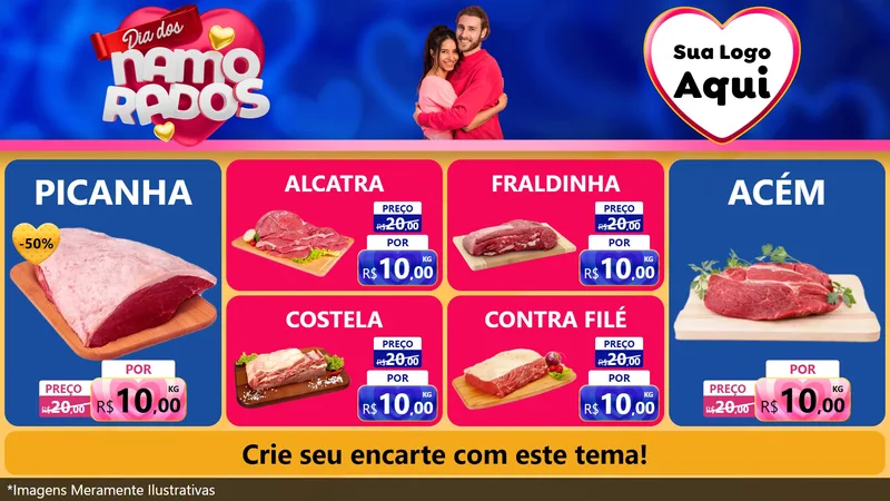 Modelo de TV para TV Horizontal com o tema Dia dos namorados para Açougue