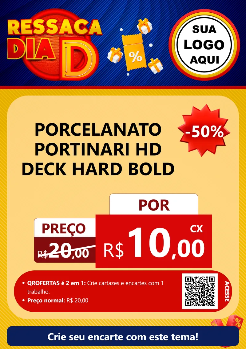 Modelo de Cartaz para Cartaz A4 Vertical com o tema Ressaca Dia D para Pisos e revestimentos