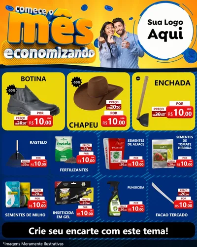 Modelo de Rede Social para Feed Instagram com o tema Comece O Mês Economizando para Agropecuária