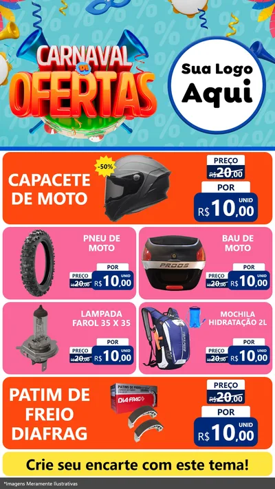 Modelo de TV para TV Vertical com o tema Carnaval de Ofertas para Moto peças