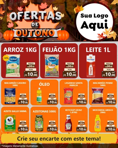 Modelo de Rede Social para Feed Instagram com o tema Ofertas de Outono para Supermercado