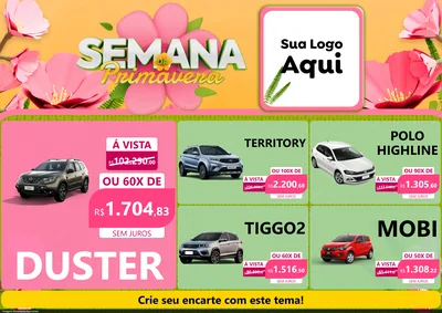 Modelo de Encarte para Encarte A4 Horizontal com o tema Semana da Primavera para Concessionaria de Carros