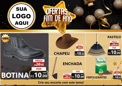 Modelo de Encarte para Encarte A4 Horizontal com o tema Ofertas de Fim de Ano para Agropecuária
