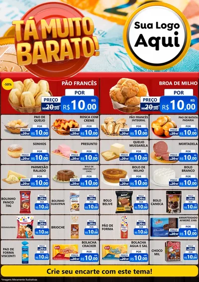 Modelo de Encarte para Encarte A4 Vertical com o tema Está Muito Barato para Padaria