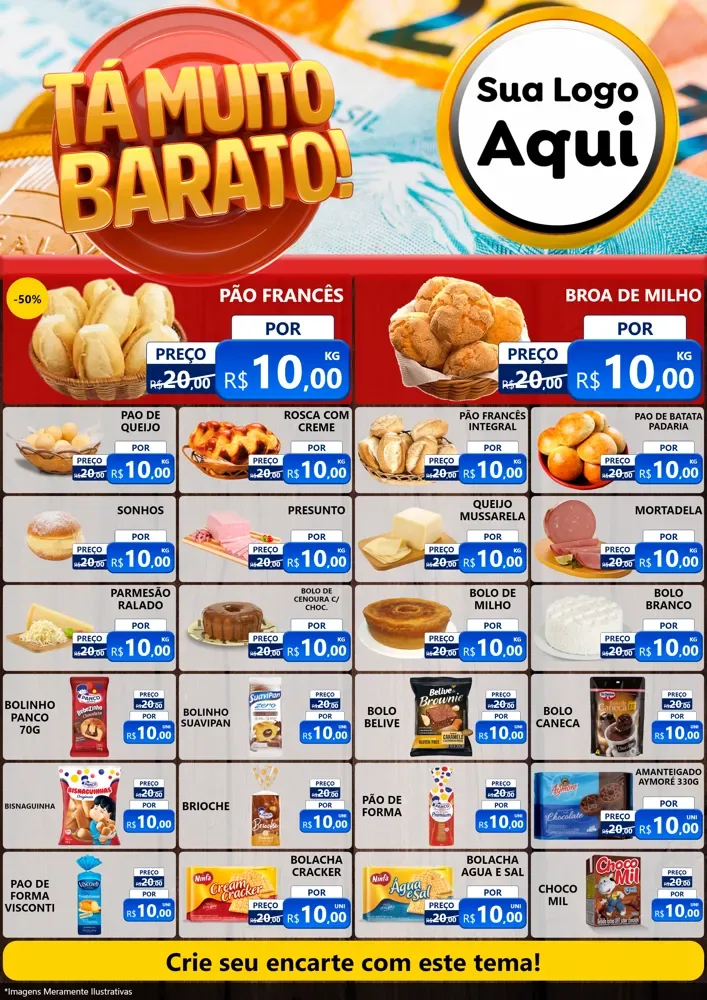 Modelo de Encarte para Encarte A4 Vertical com o tema Está Muito Barato para Padaria