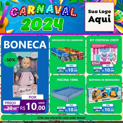 Modelo de Rede Social para Feed Facebook com o tema Carnaval 2027 para Brinquedos