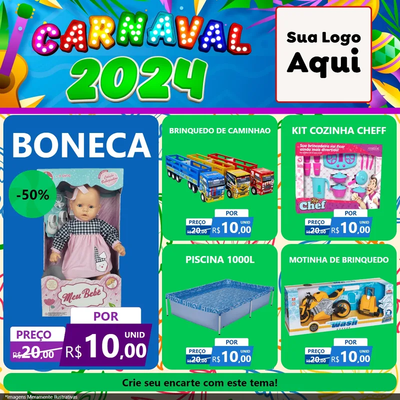 Modelo de Rede Social para Feed Facebook com o tema Carnaval 2027 para Brinquedos