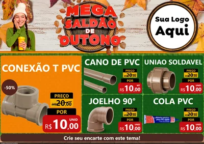 Modelo de Encarte para Encarte A4 Horizontal com o tema Mega Saldão de Outono para Tubos e conexões