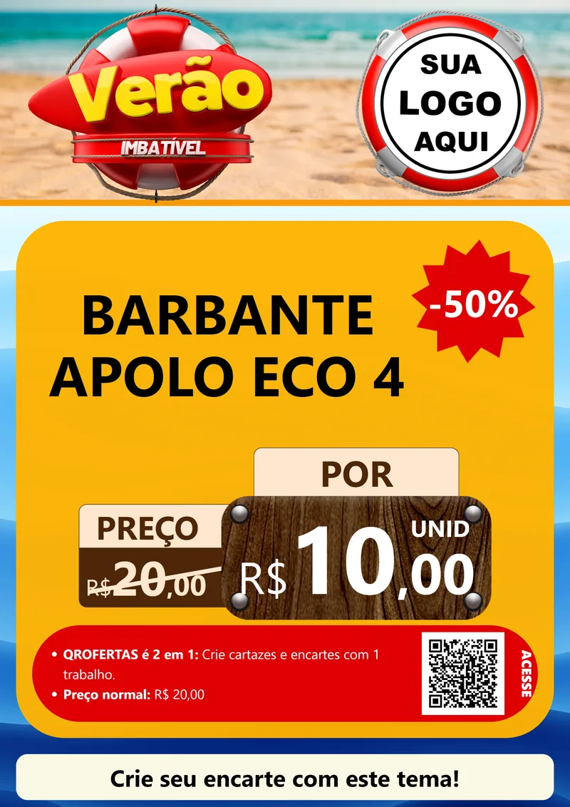 Modelo de Cartaz para Cartaz A4 Vertical com o tema Verão Imbatível para Armarinho e Aviamentos