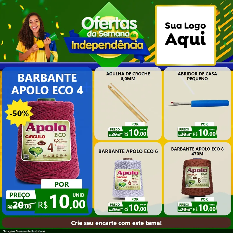 Modelo de Rede Social para Feed Facebook com o tema Ofertas da Semana da Independência para Armarinho e Aviamentos