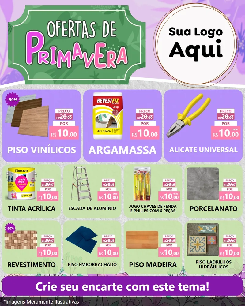 Modelo de Rede Social para Feed Instagram com o tema Ofertas de Primavera para Material para Construção