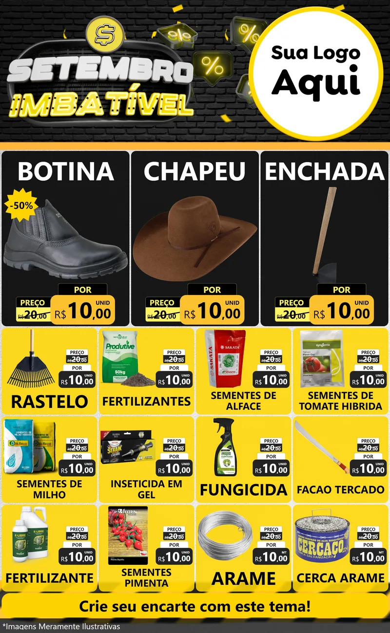 Modelo de Encarte para Encarte Grande com o tema Setembro Imbatível para Agropecuária